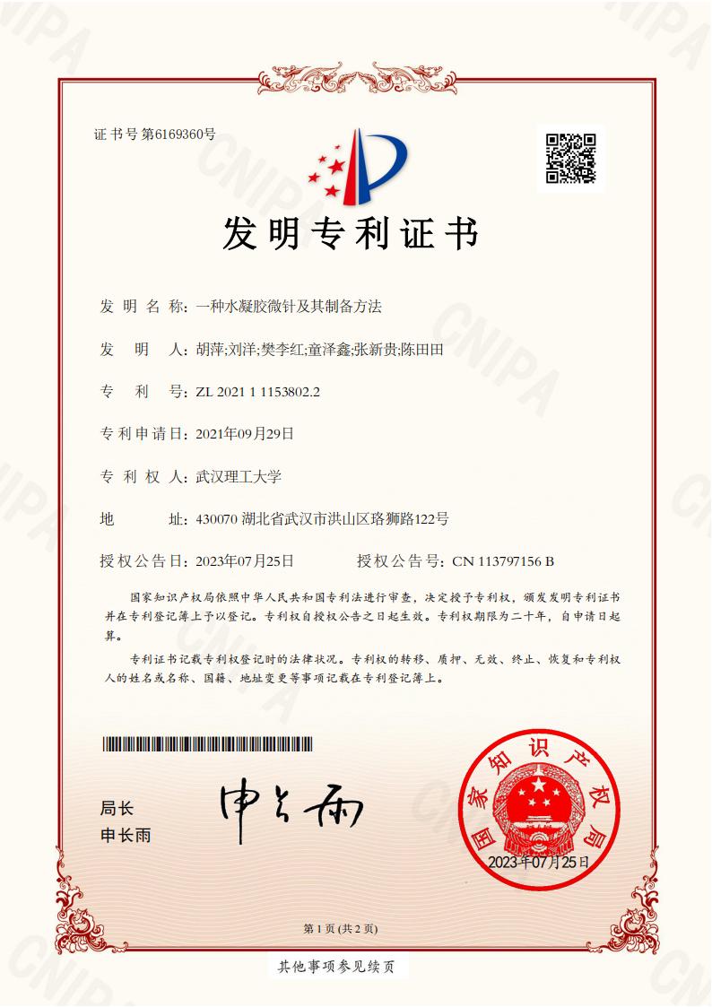 一种水凝胶微针及其制备方法